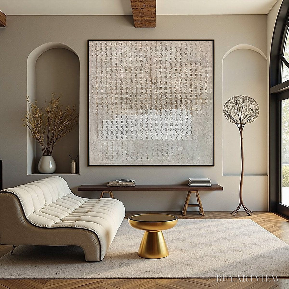 ARTOVITAS Silent Rhythm – Textured Wabi Sabi Abstract Painting in Neutral Tones - image 4