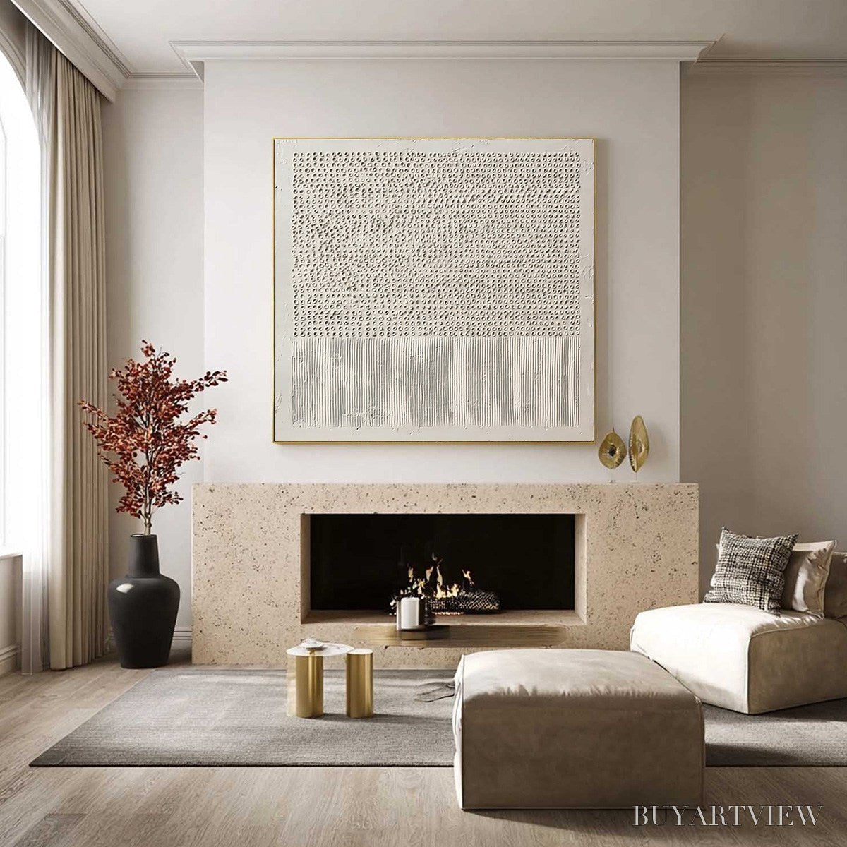 ARTOVITAS Codex of Calm – Large Square Textured Wabi Sabi Abstract Painting - image 2