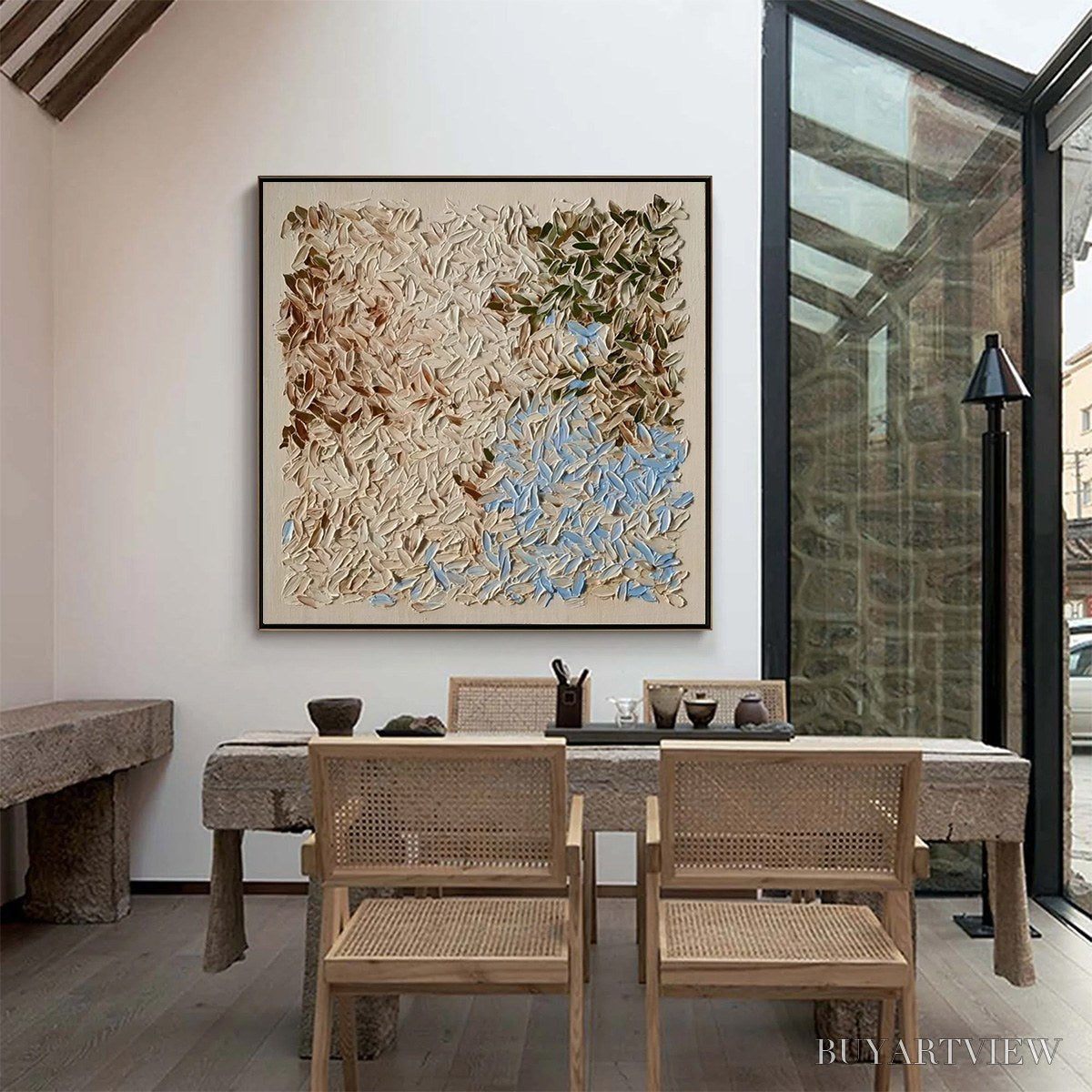 ARTOVITAS Earth'S Mosaic – Textured Wabi Sabi Abstract Landscape Oil Painting - image 2