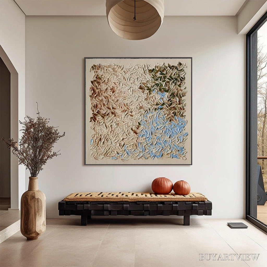 ARTOVITAS Earth'S Mosaic – Textured Wabi Sabi Abstract Landscape Oil Painting - image 4