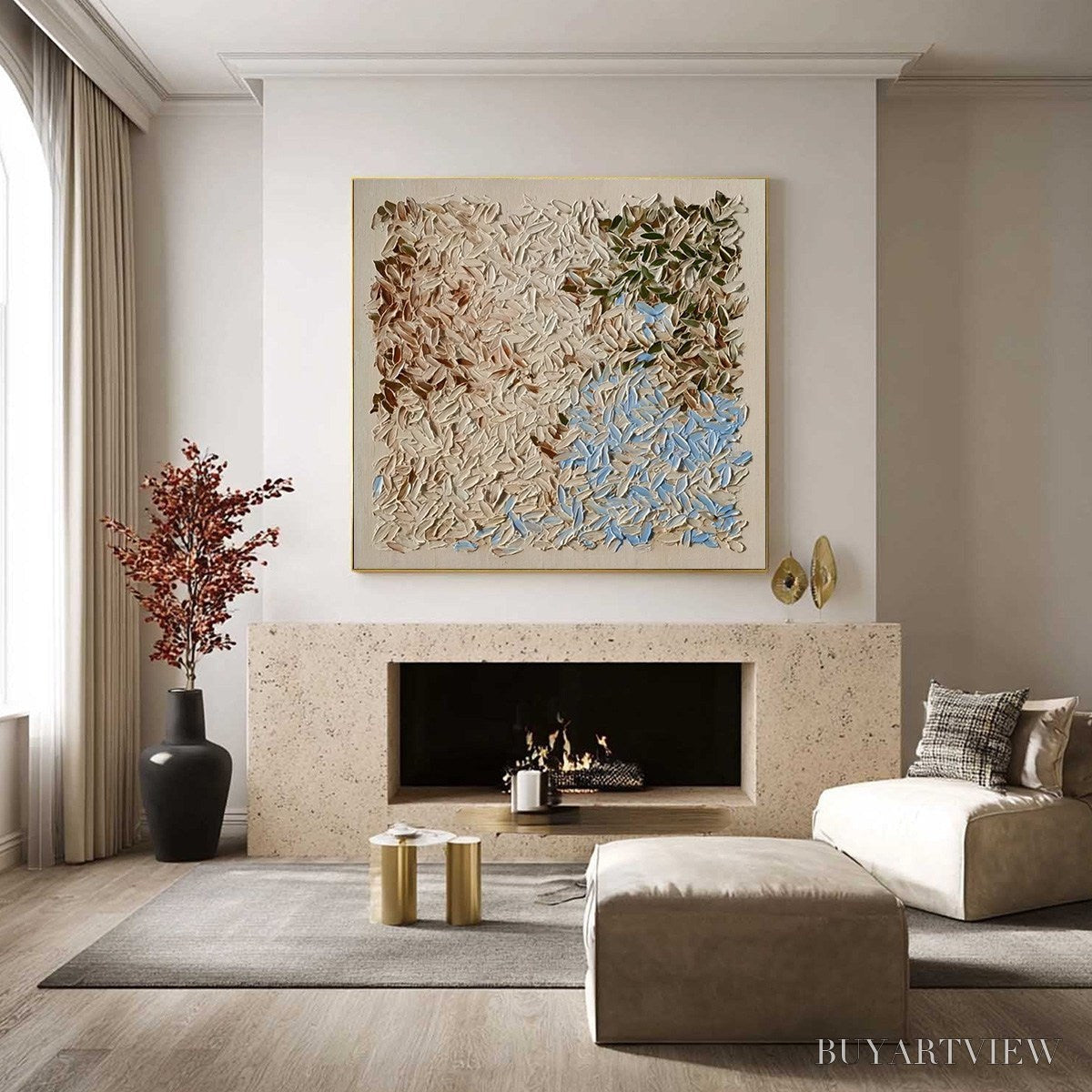 ARTOVITAS Earth'S Mosaic – Textured Wabi Sabi Abstract Landscape Oil Painting - image 6