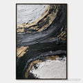 ARTOVITAS Kintsugi Rift – Textured Wabi Sabi Abstract Painting in Black and Gold - image 1