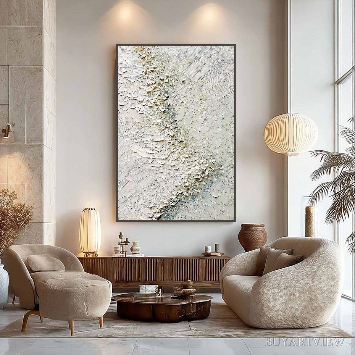 ARTOVITAS Aegean Foam – Heavily Textured Wabi Sabi Abstract Painting - image 4
