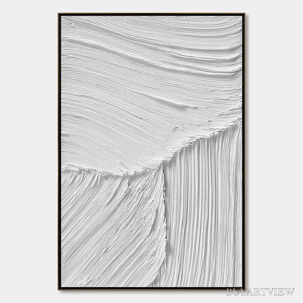 ARTOVITAS Serene Rift – Large Textured White Minimalist Abstract Painting - image 1