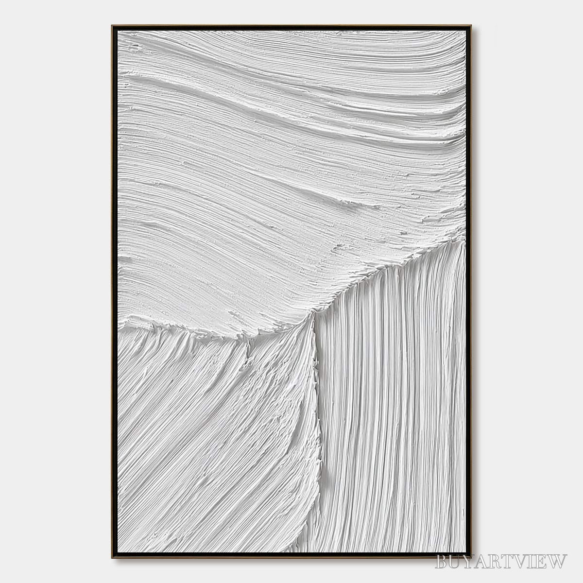 ARTOVITAS Serene Rift – Large Textured White Minimalist Abstract Painting - image 1