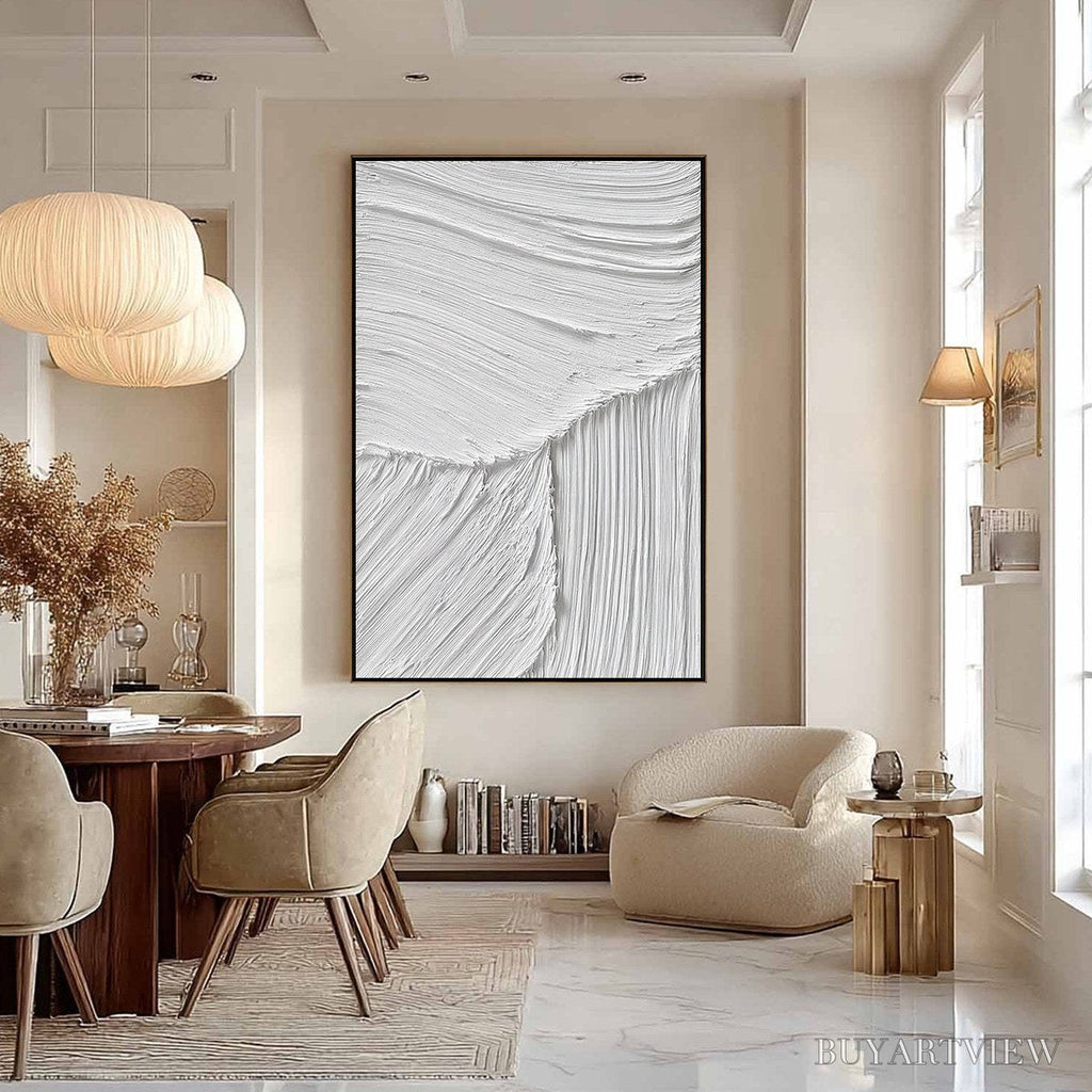 ARTOVITAS Serene Rift – Large Textured White Minimalist Abstract Painting - image 6