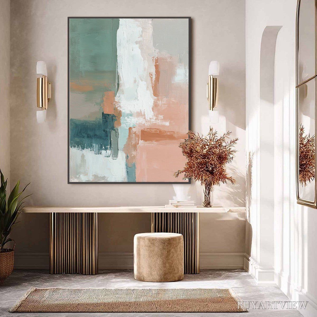 ARTOVITAS Coastal Echoes – Muted Tones Abstract Landscape Painting - image 4