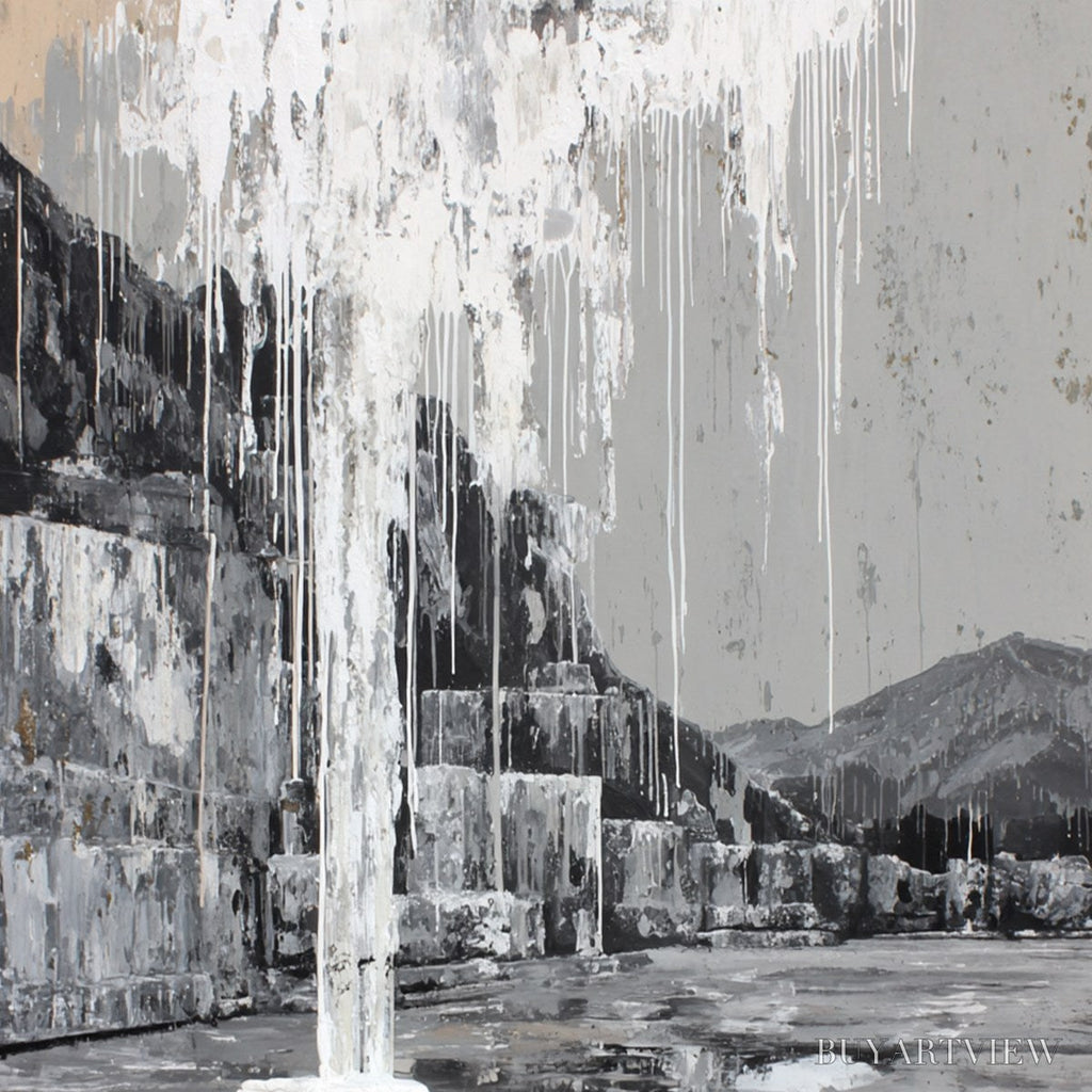 ARTOVITAS Echo Chamber – Monochromatic Industrial Abstract Landscape Painting - image 5