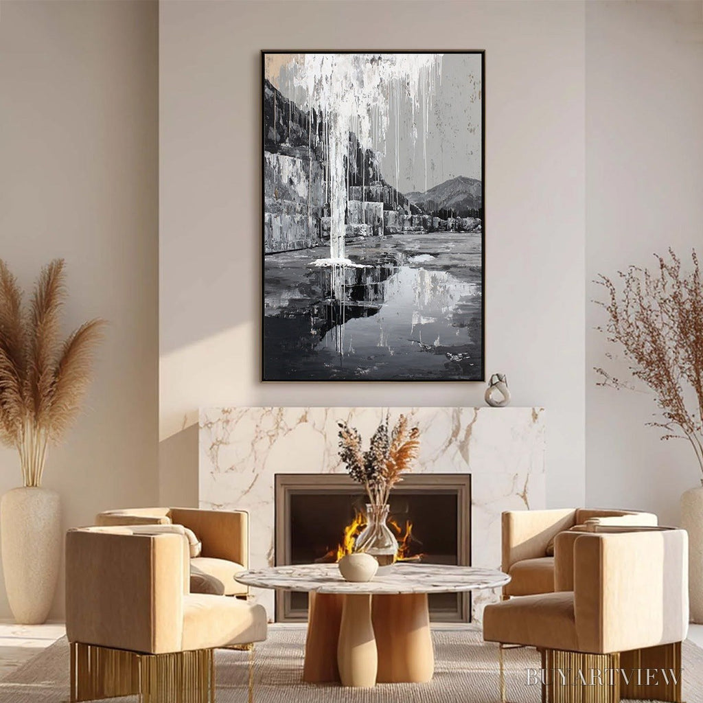 ARTOVITAS Echo Chamber – Monochromatic Industrial Abstract Landscape Painting - image 6