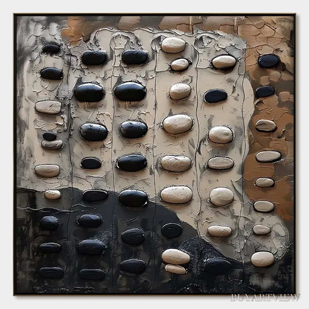 ARTOVITAS River Stones – Textured Neutral Abstract Oil Painting - image 1