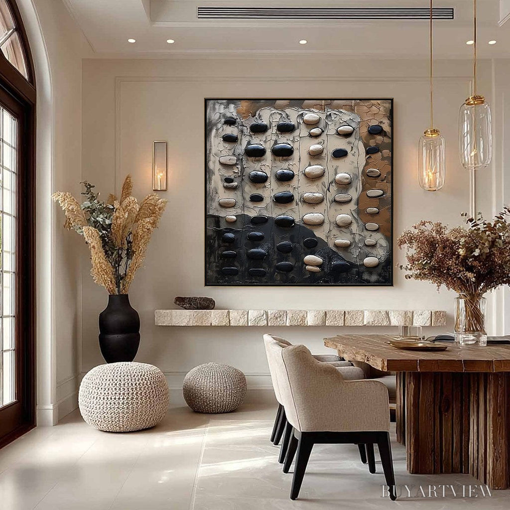 ARTOVITAS River Stones – Textured Neutral Abstract Oil Painting - image 2