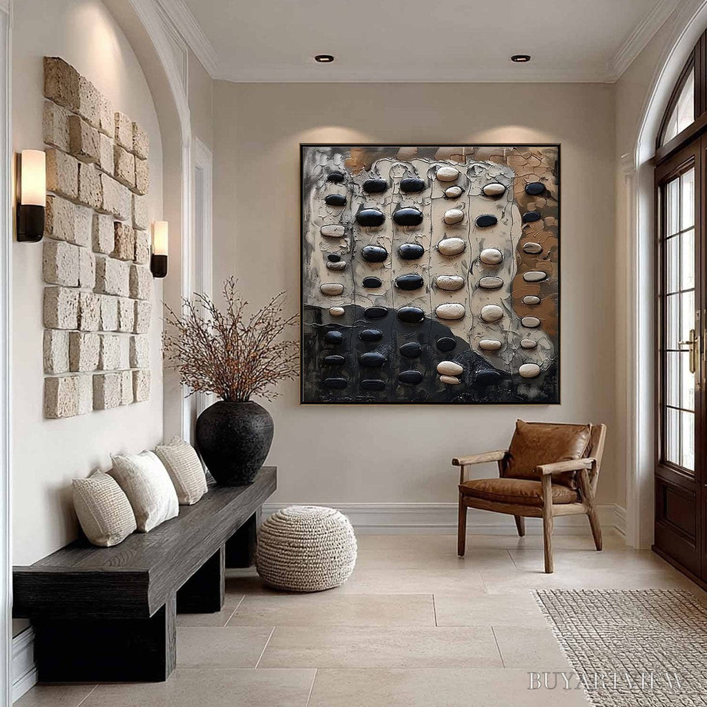 ARTOVITAS River Stones – Textured Neutral Abstract Oil Painting - image 3
