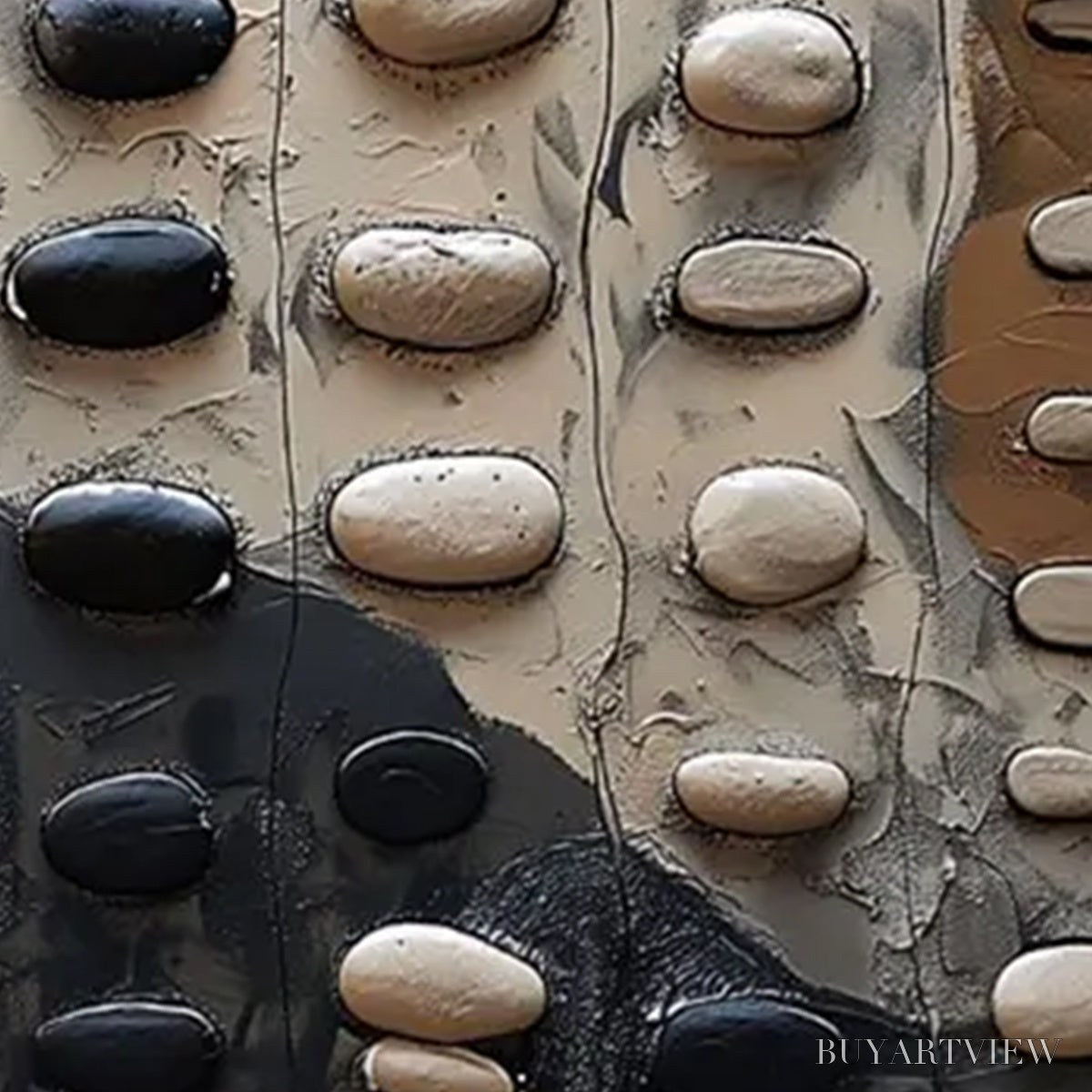 ARTOVITAS River Stones – Textured Neutral Abstract Oil Painting - image 4