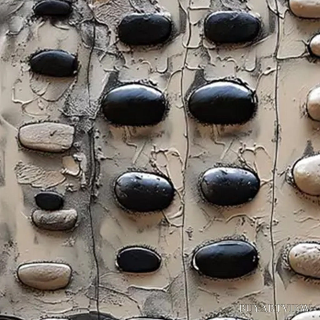 ARTOVITAS River Stones – Textured Neutral Abstract Oil Painting - image 6