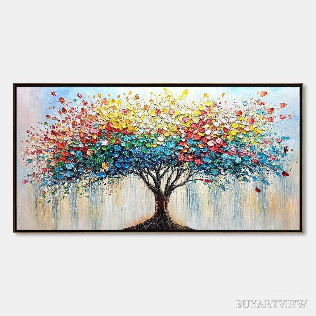 ARTOVITAS Ready to Ship | Rainbow Burst – Textured Impasto Tree of Life Oil Painting - image 3