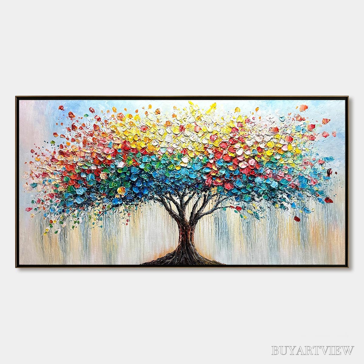 ARTOVITAS Ready to Ship | Rainbow Burst – Textured Impasto Tree of Life Oil Painting - image 3