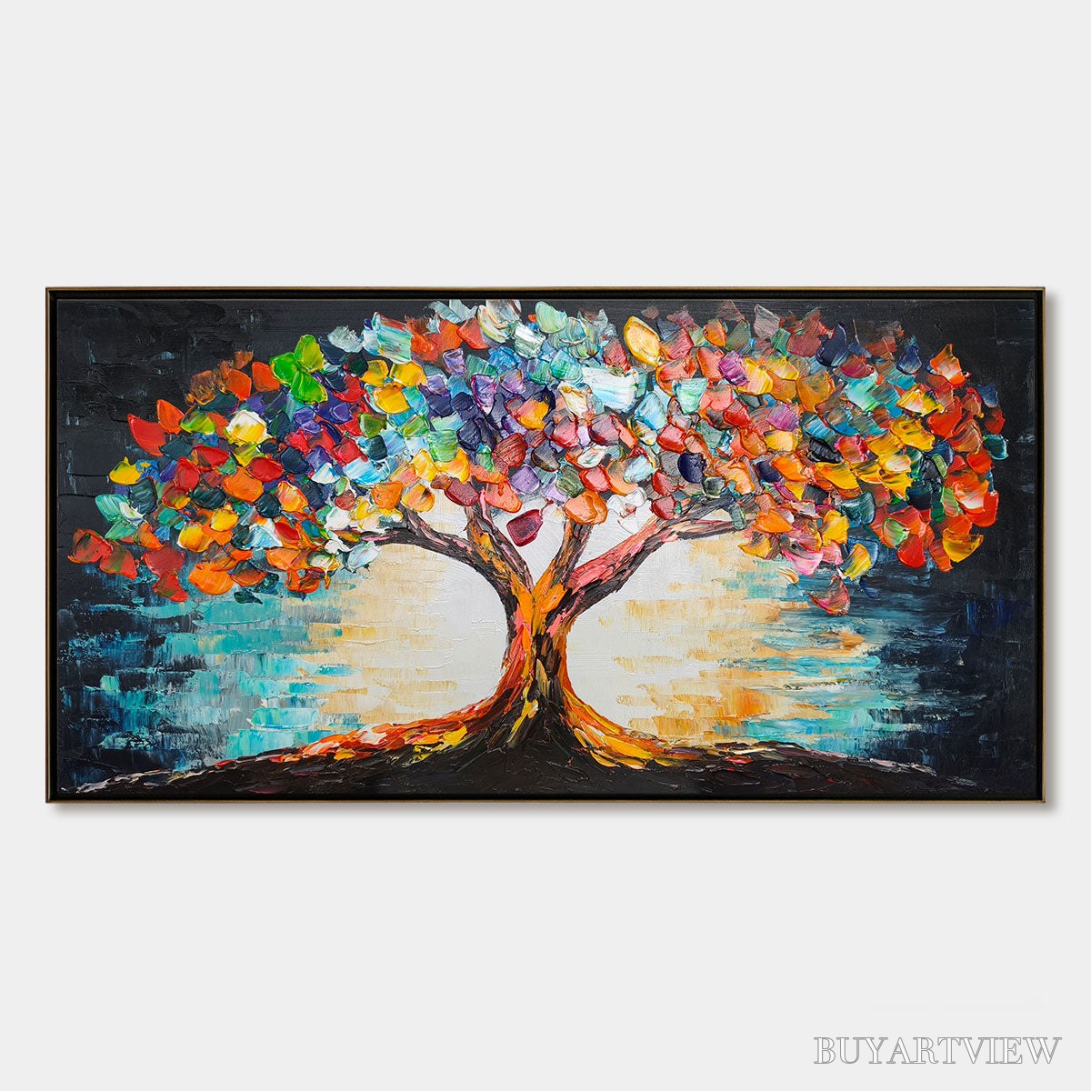 ARTOVITAS Ready to Ship | Tree of Life | 24''X48'' | 60x120cm | Black Frame - image 3