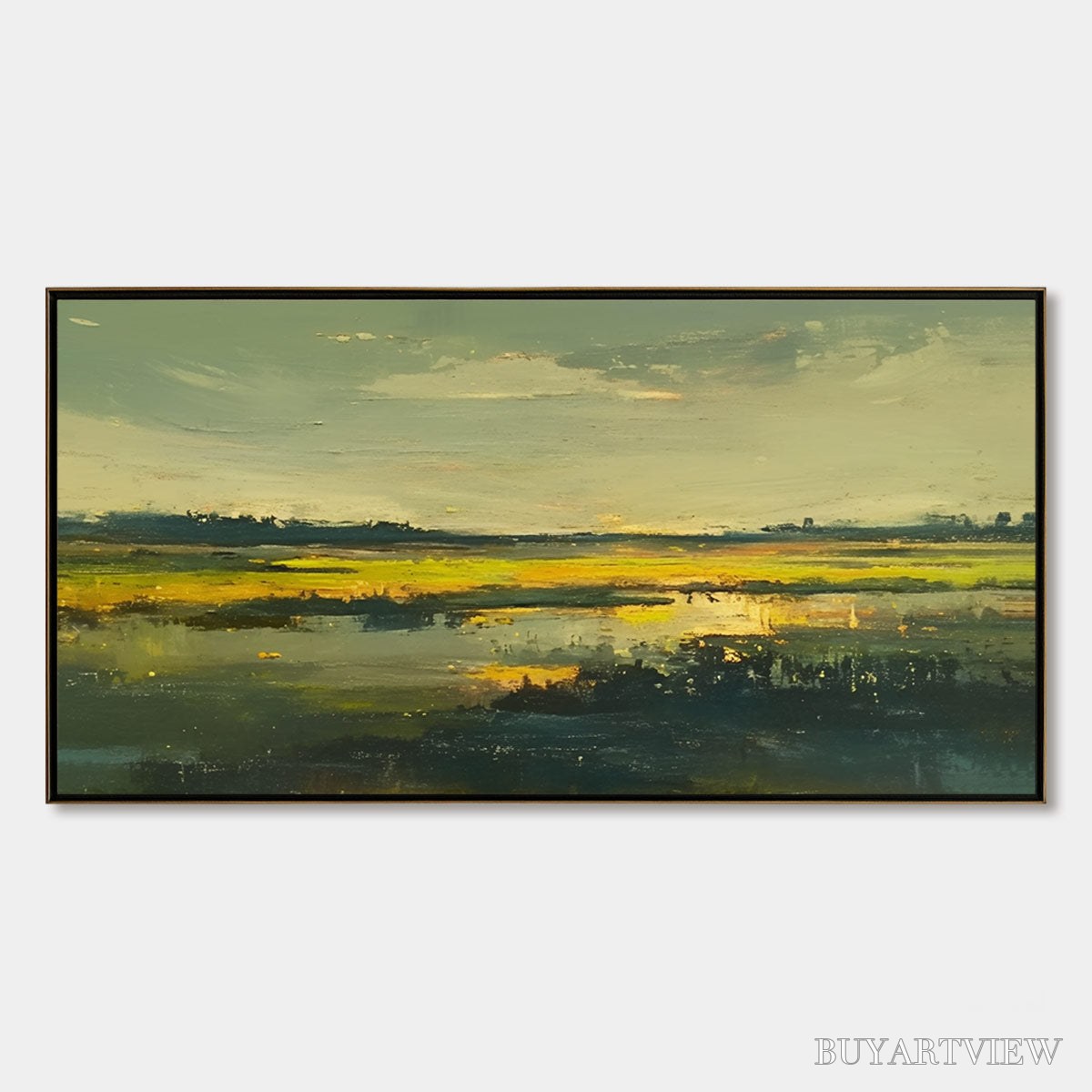 ARTOVITAS Golden Marsh – Abstract Impressionist Landscape Painting - image 1