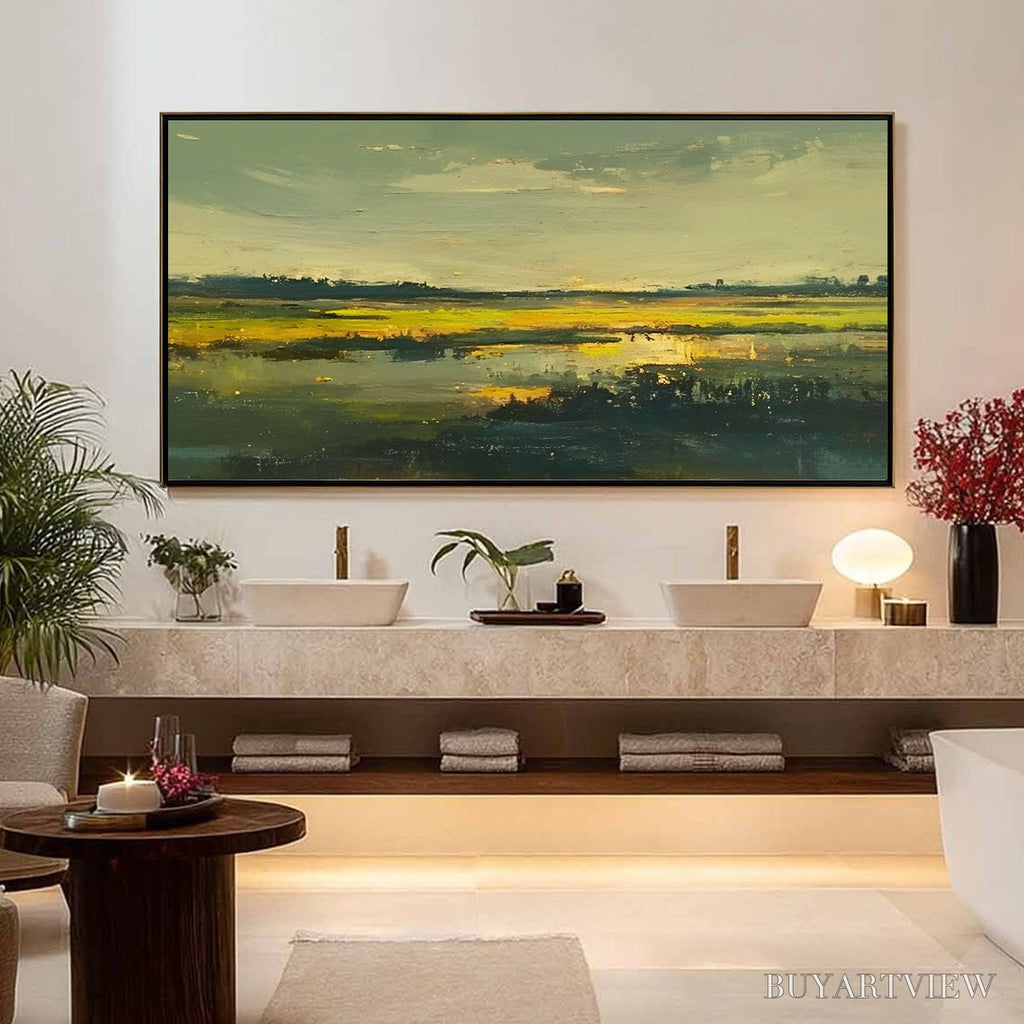 ARTOVITAS Golden Marsh – Abstract Impressionist Landscape Painting - image 2