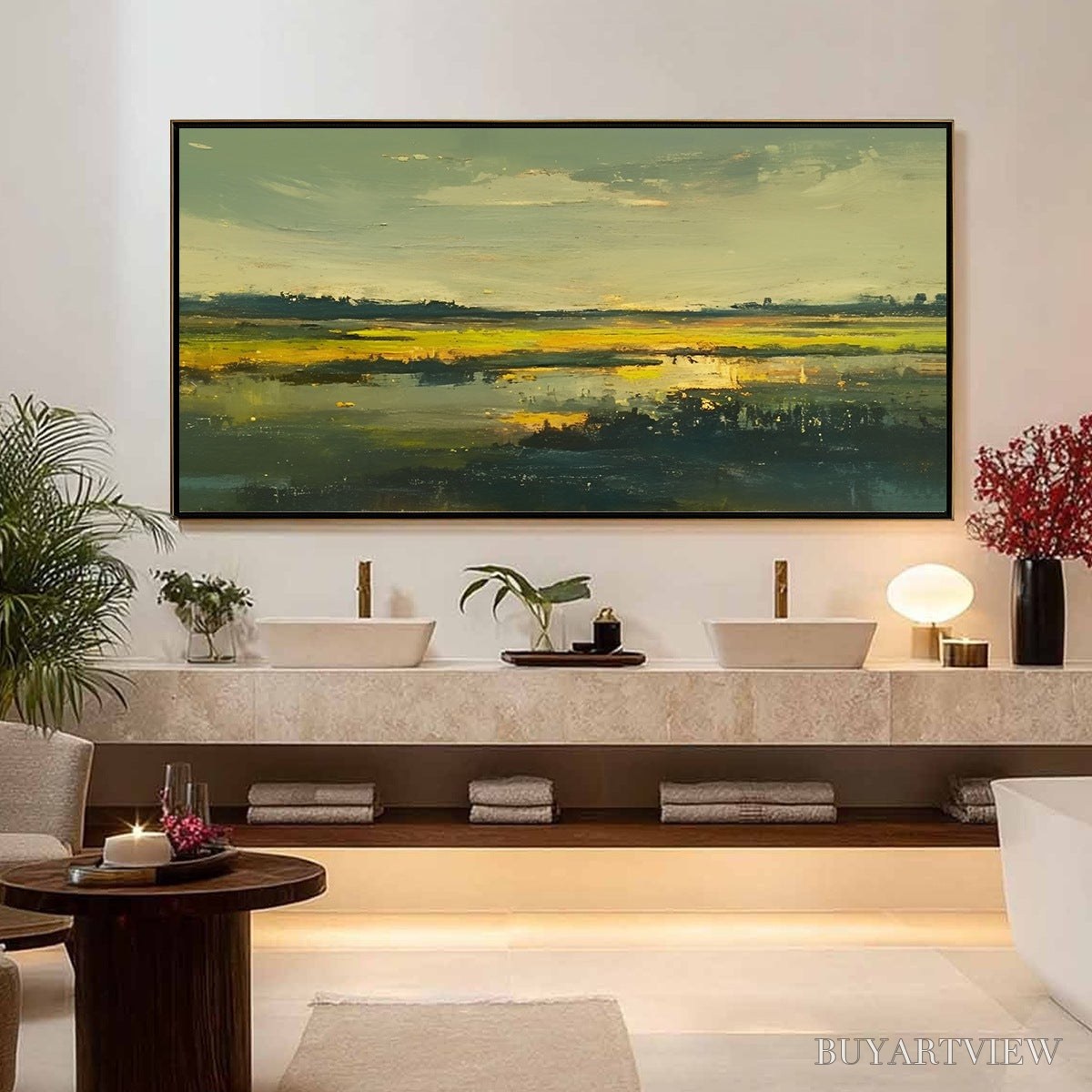 ARTOVITAS Golden Marsh – Abstract Impressionist Landscape Painting - image 2