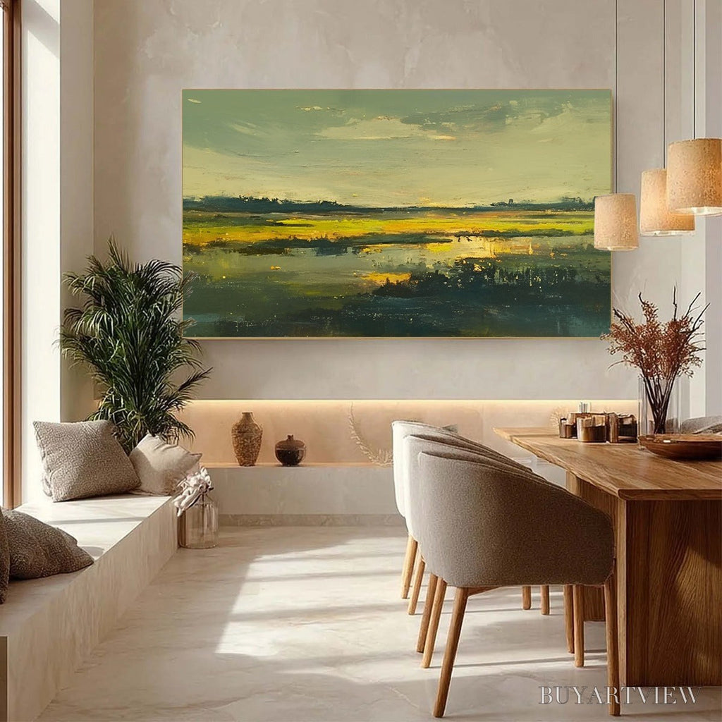ARTOVITAS Golden Marsh – Abstract Impressionist Landscape Painting - image 4