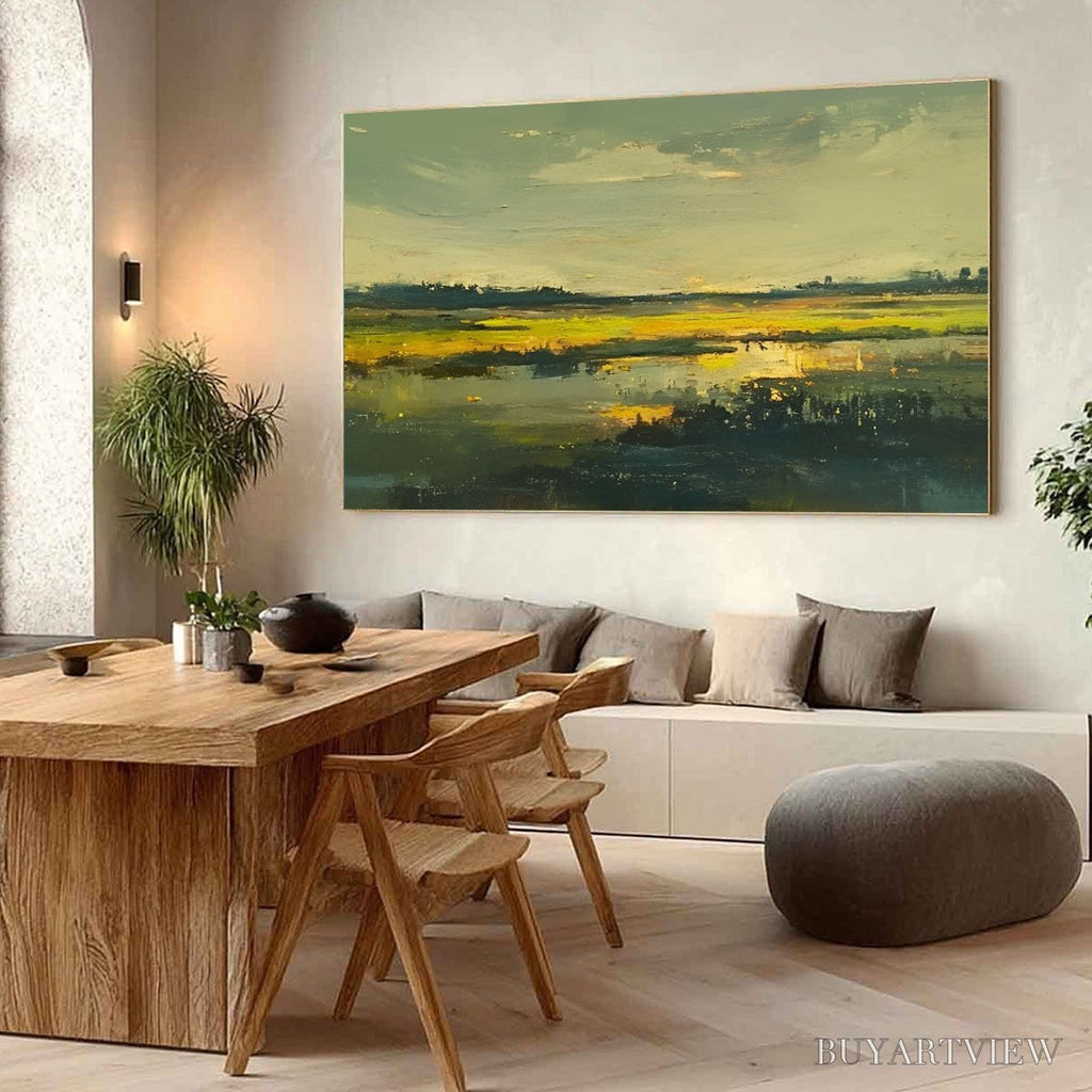 ARTOVITAS Golden Marsh – Abstract Impressionist Landscape Painting - image 5