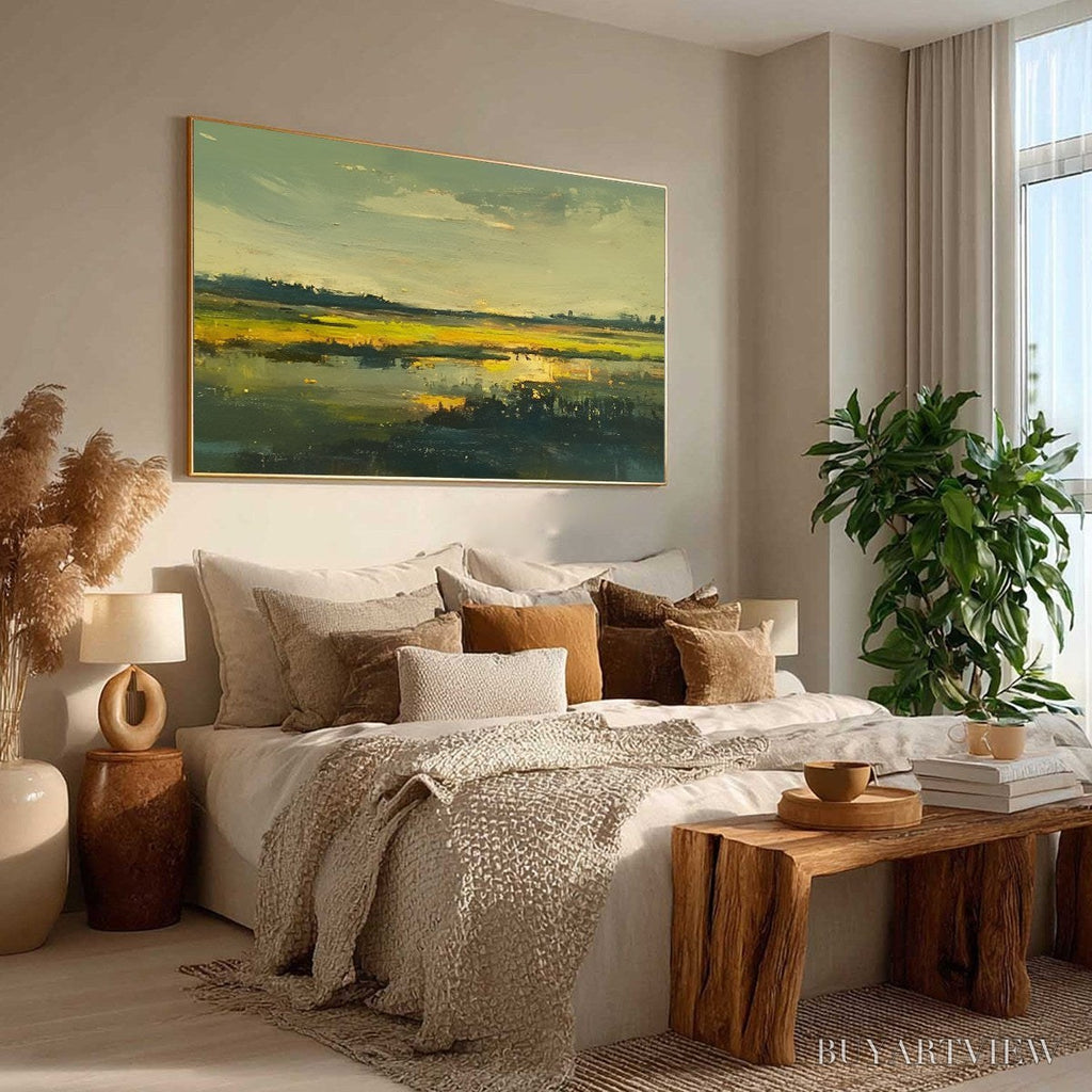 ARTOVITAS Golden Marsh – Abstract Impressionist Landscape Painting - image 6