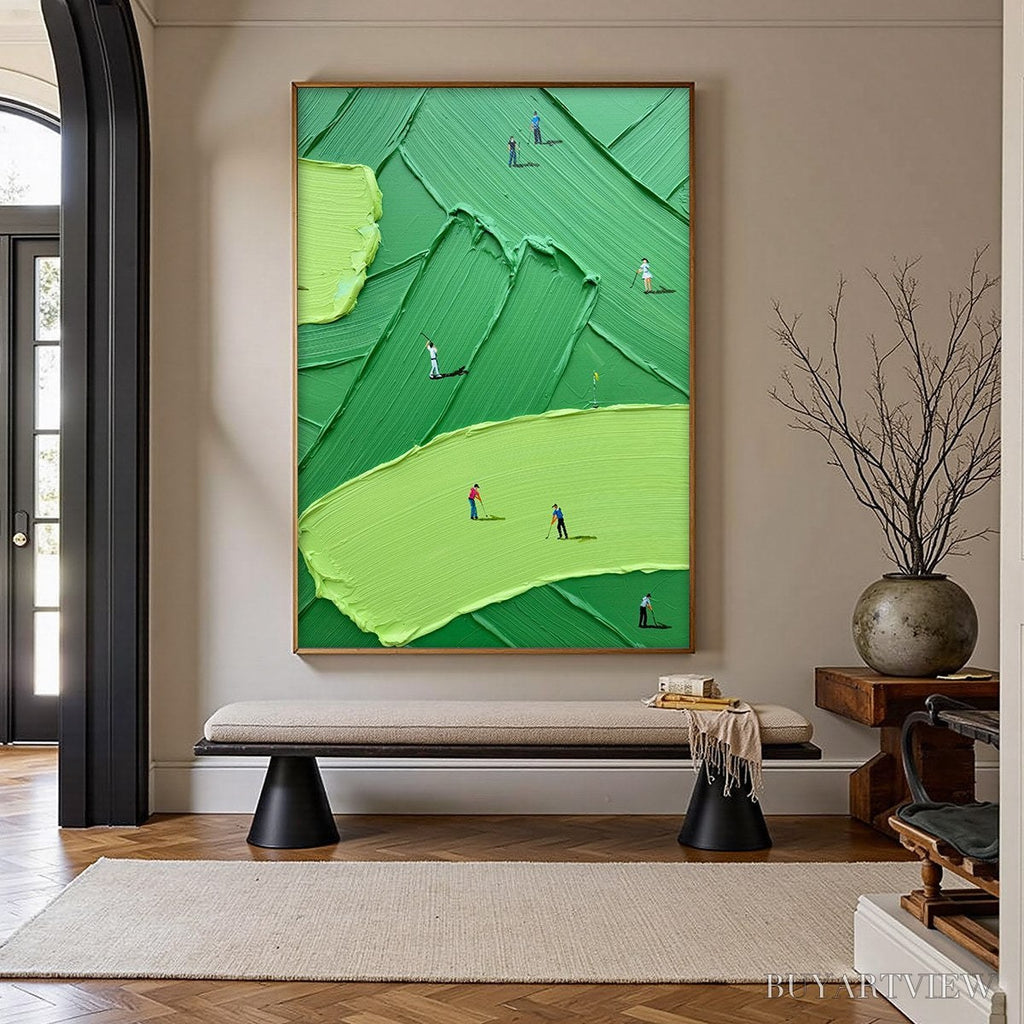 ARTOVITAS Emerald Fairway – Textured Impasto Golf Scene Painting - image 4