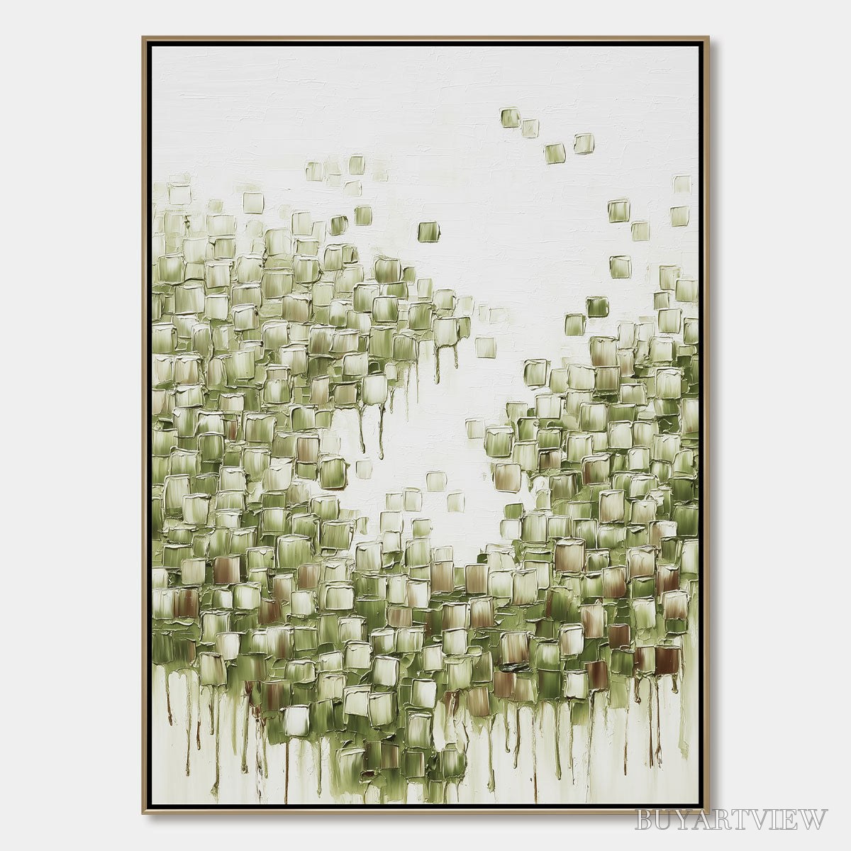 ARTOVITAS Emerald Cascade – Textured Abstract Green Oil Painting - image 1