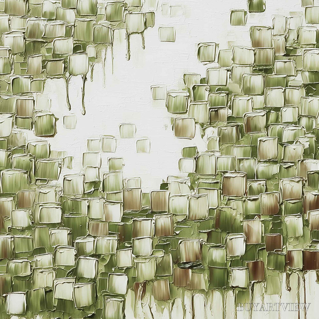 ARTOVITAS Emerald Cascade – Textured Abstract Green Oil Painting - image 3