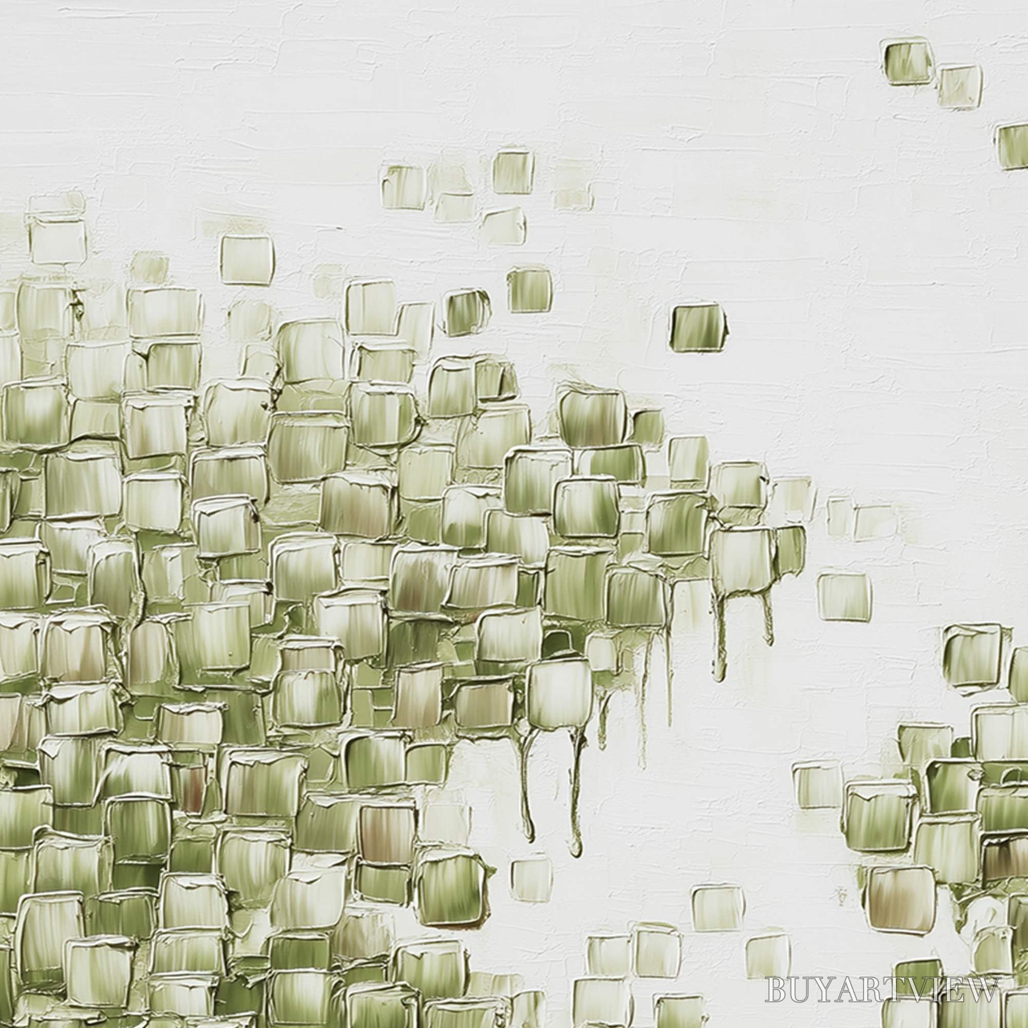 ARTOVITAS Emerald Cascade – Textured Abstract Green Oil Painting - image 6