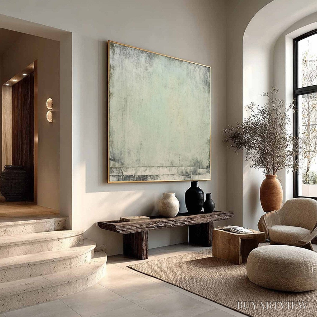 ARTOVITAS Misty Morning – Textured Minimalist Abstract Oil Painting - image 4