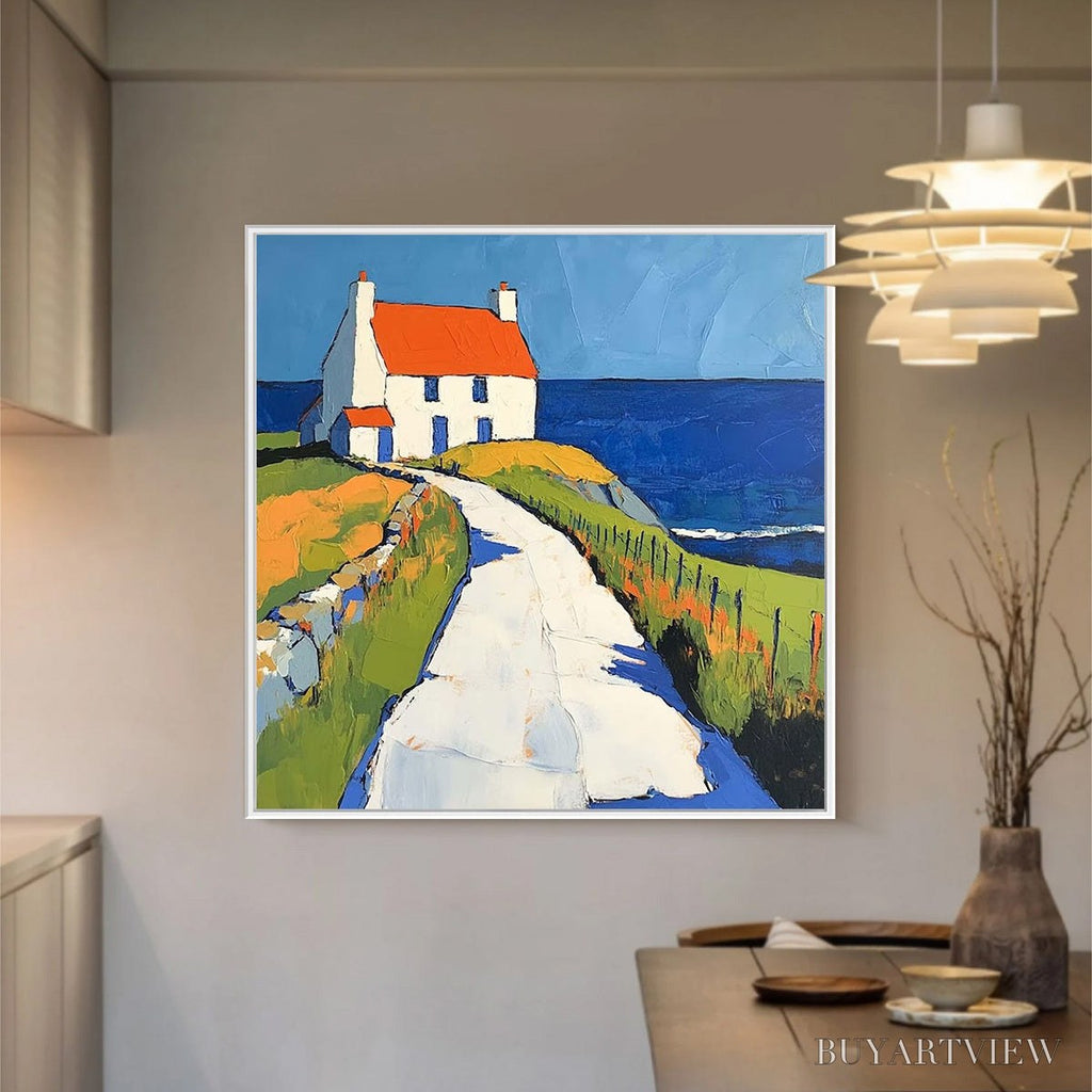 ARTOVITAS Seaside Cottage – Impasto Coastal Landscape Oil Painting - image 2
