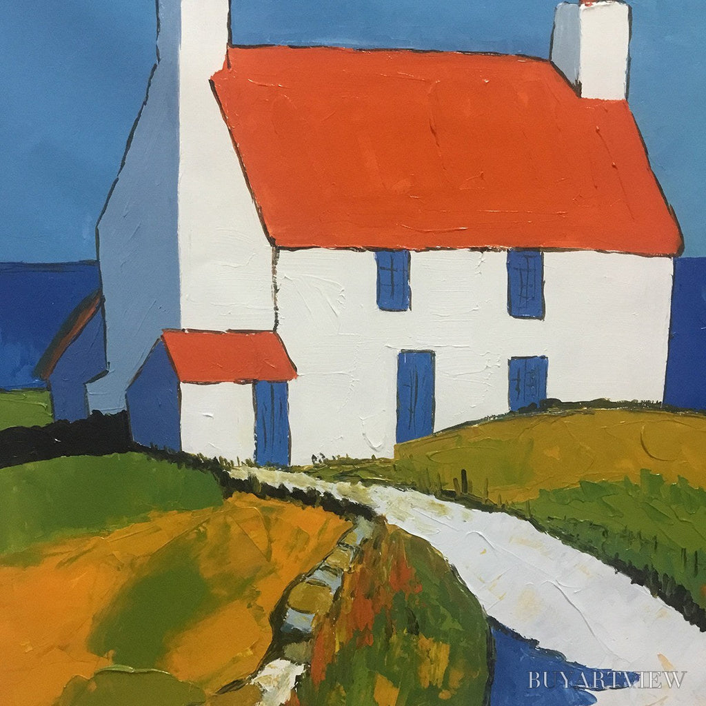 ARTOVITAS Seaside Cottage – Impasto Coastal Landscape Oil Painting - image 3