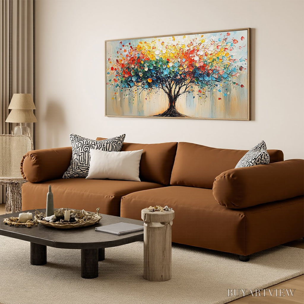 ARTOVITAS Rainbow Burst – Textured Impasto Tree of Life Oil Painting - image 4