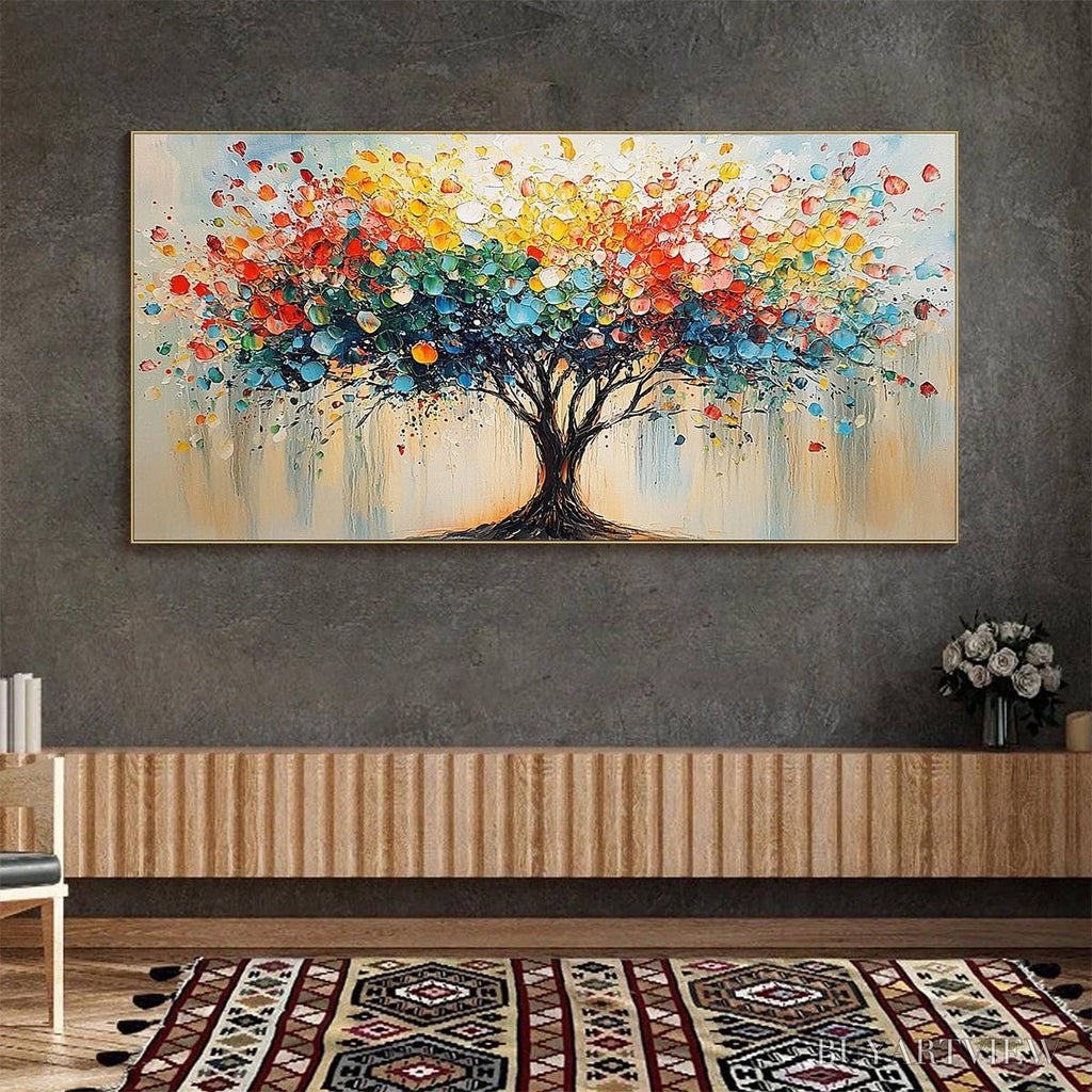 ARTOVITAS Rainbow Burst – Textured Impasto Tree of Life Oil Painting - image 5