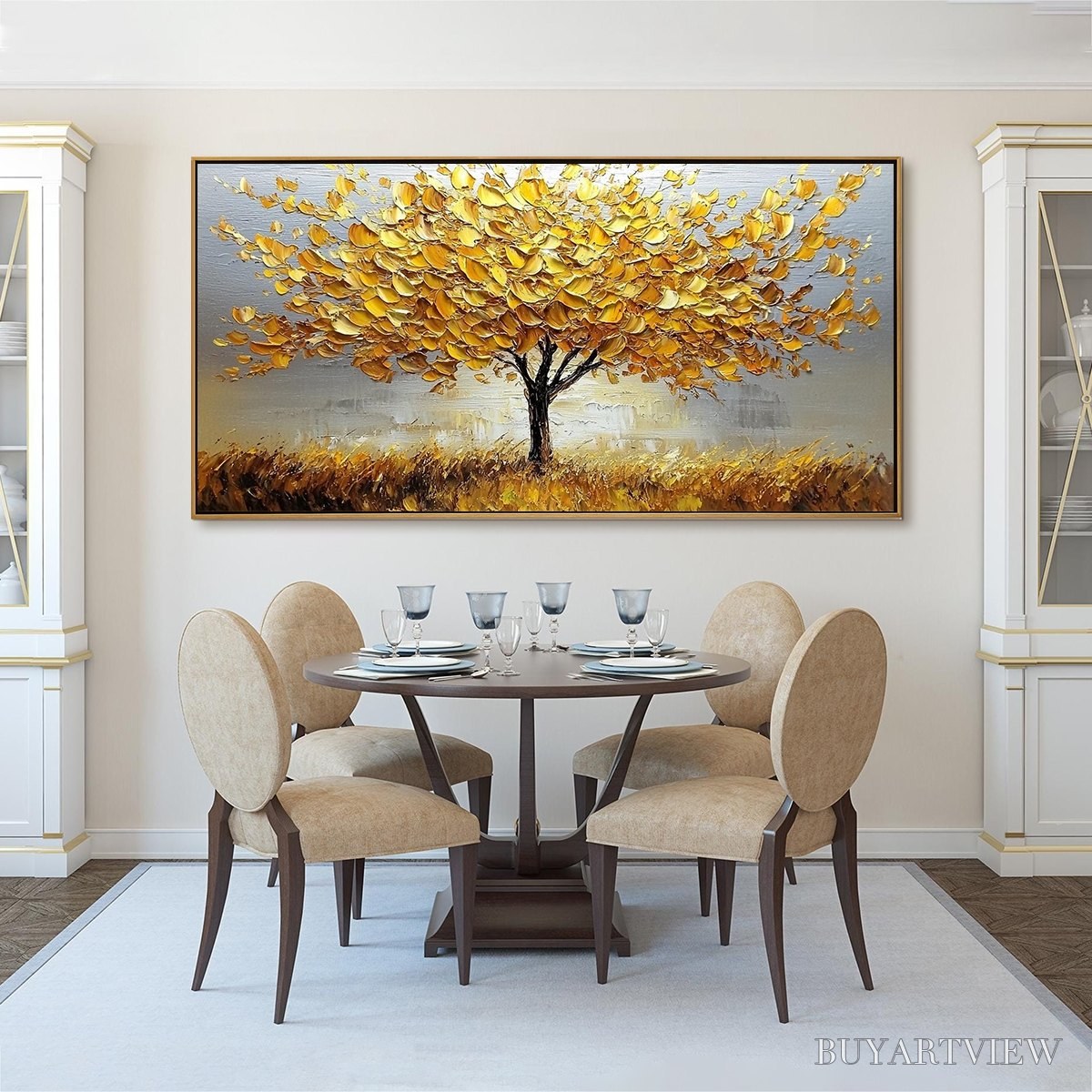 ARTOVITAS Golden Harvest – Textured Impasto Golden Tree Oil Painting - image 6
