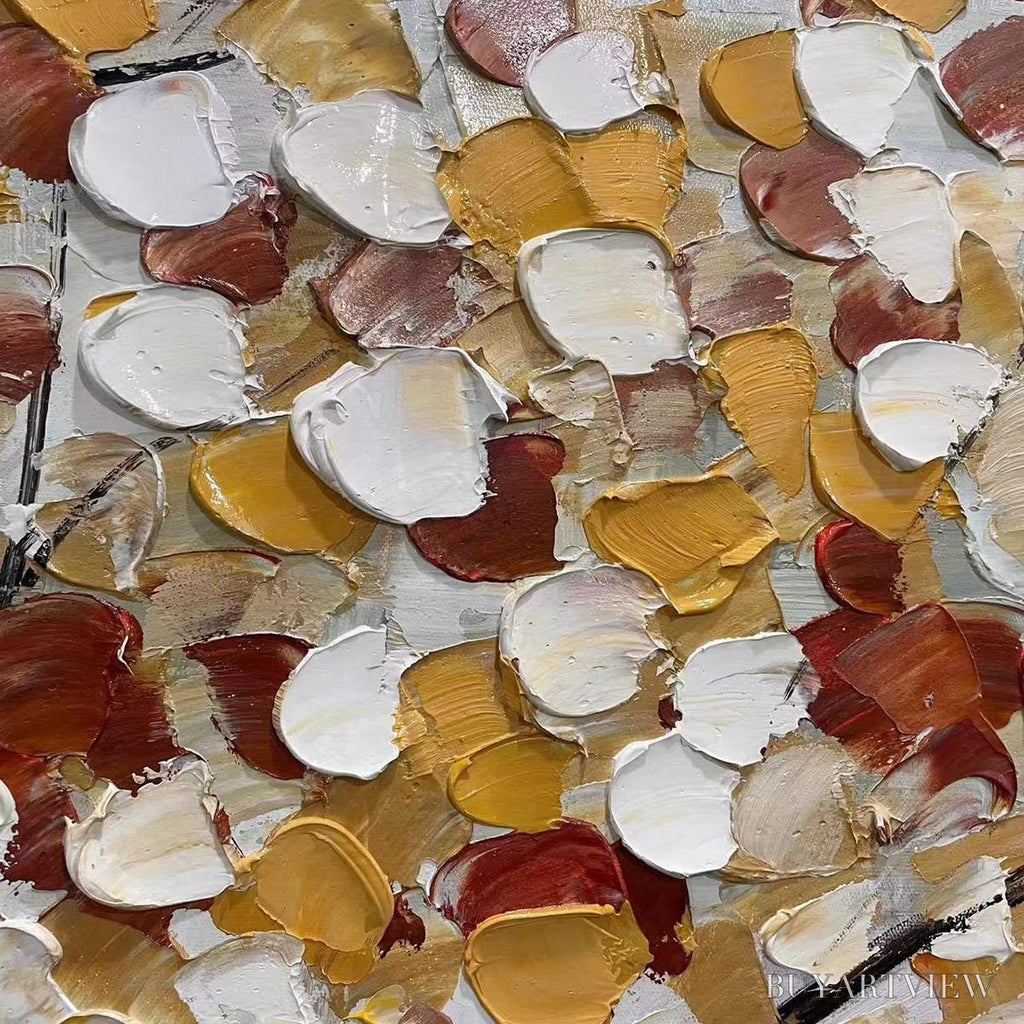 ARTOVITAS Whispers of Autumn – Textured Tree of Life Oil Painting in Gold and Burgundy - image 3