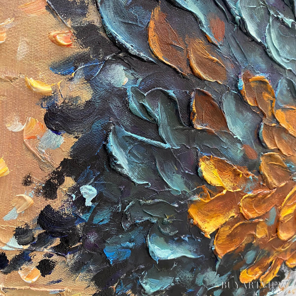 ARTOVITAS Golden Whispers – Textured Abstract Tree Oil Painting - image 3
