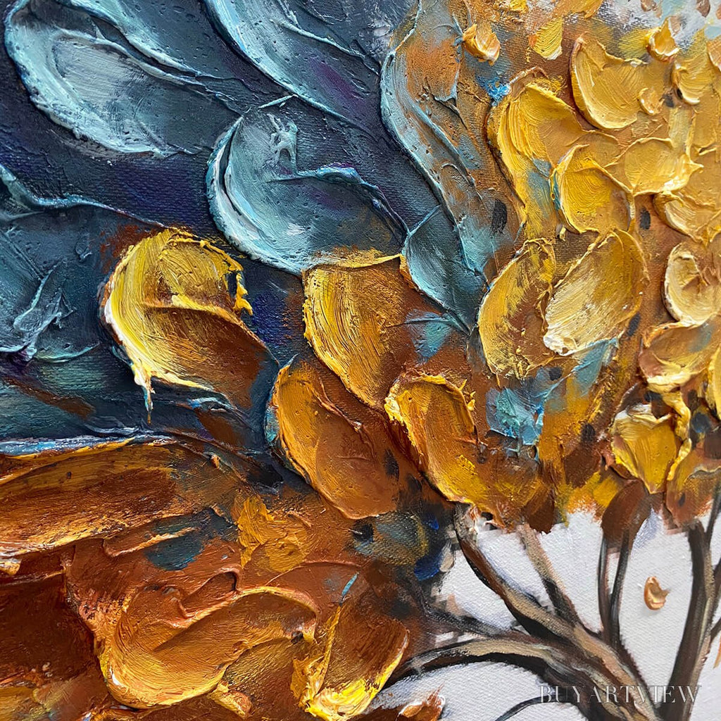 ARTOVITAS Golden Whispers – Textured Abstract Tree Oil Painting - image 5