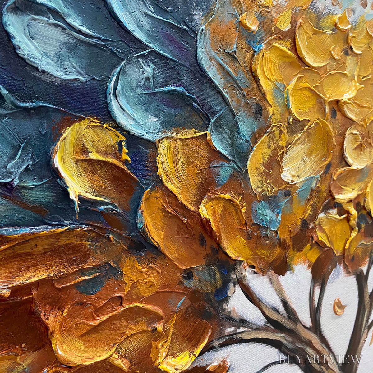 ARTOVITAS Golden Whispers – Textured Abstract Tree Oil Painting - image 5