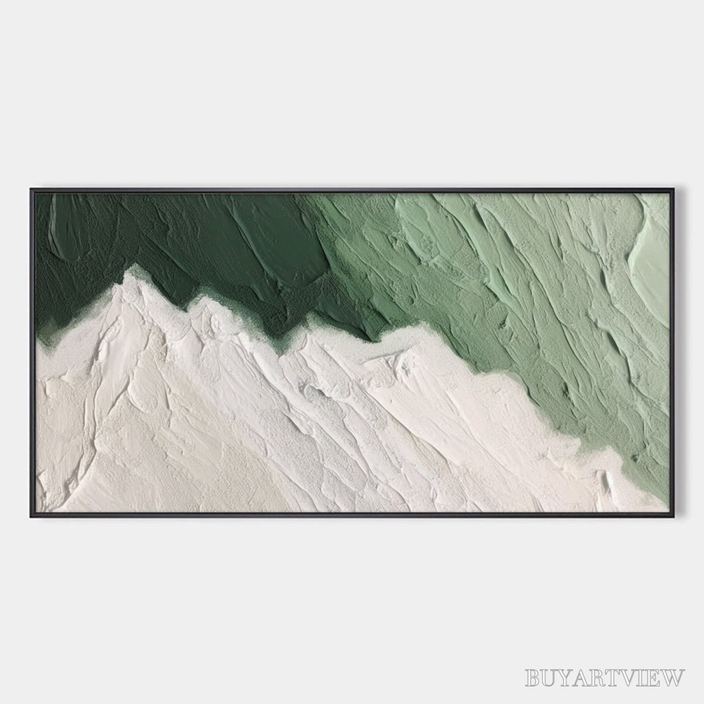 ARTOVITAS Emerald Peaks – Textured Abstract Landscape Oil Painting - image 1