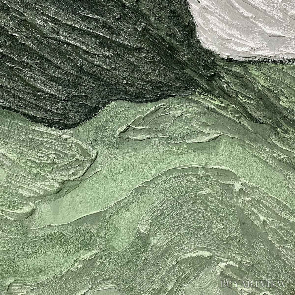 ARTOVITAS Emerald Peaks – Textured Abstract Landscape Oil Painting - image 6