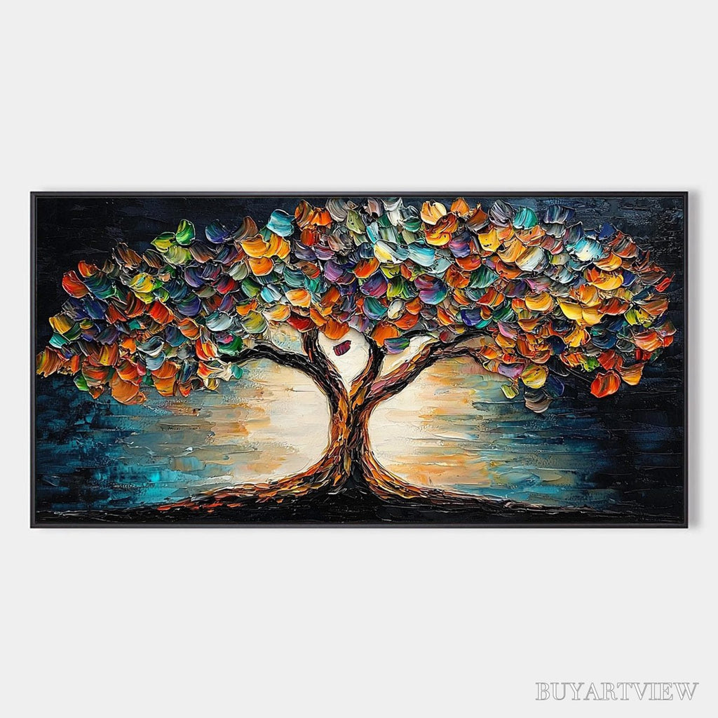 ARTOVITAS Tree of Life – Textured Impasto Colorful Tree Oil Painting - image 1