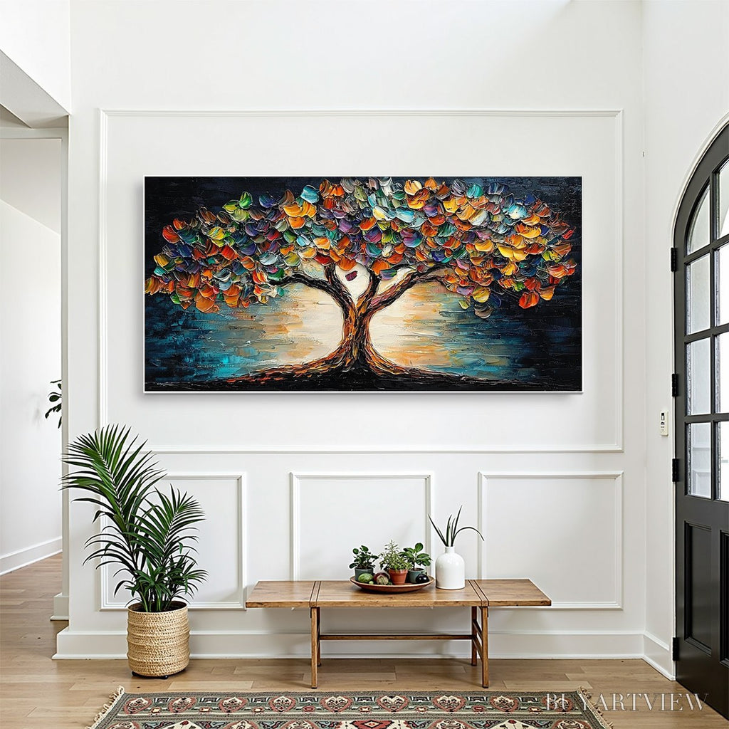 ARTOVITAS Tree of Life – Textured Impasto Colorful Tree Oil Painting - image 2