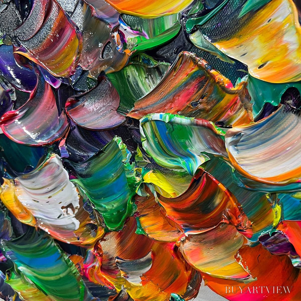 ARTOVITAS Tree of Life – Textured Impasto Colorful Tree Oil Painting - image 3
