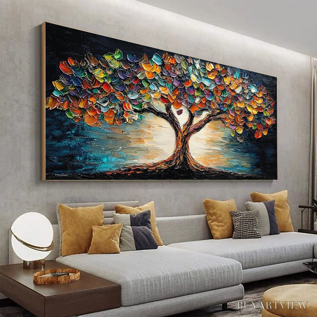 ARTOVITAS Tree of Life – Textured Impasto Colorful Tree Oil Painting - image 4