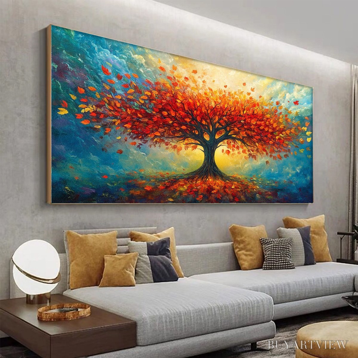 ARTOVITAS Autumn Fire – Textured Landscape Oil Painting - image 4