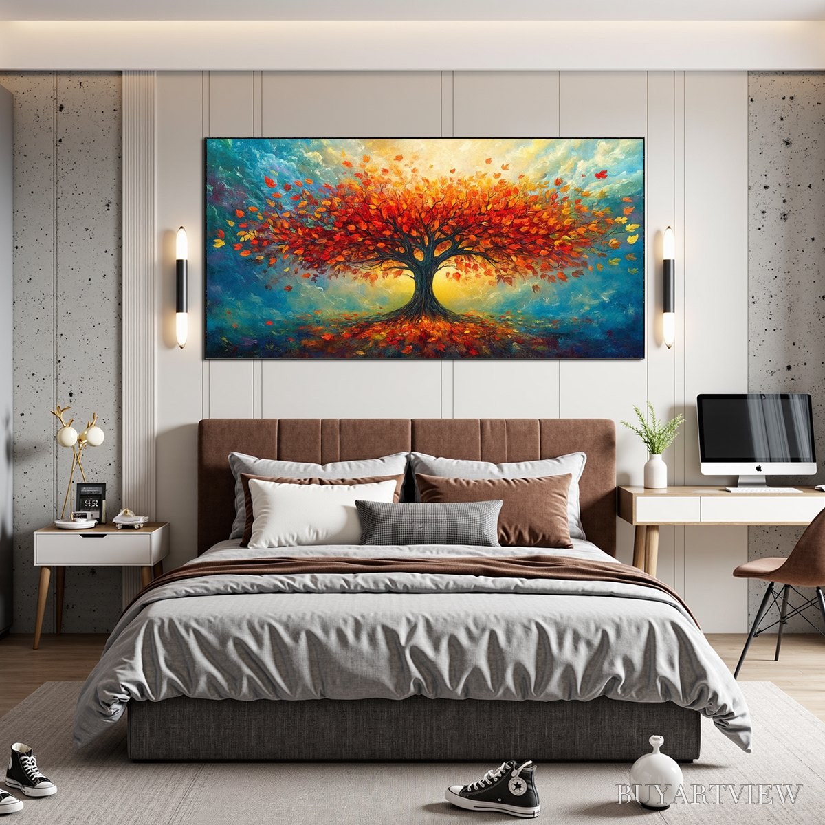 ARTOVITAS Autumn Fire – Textured Landscape Oil Painting - image 5