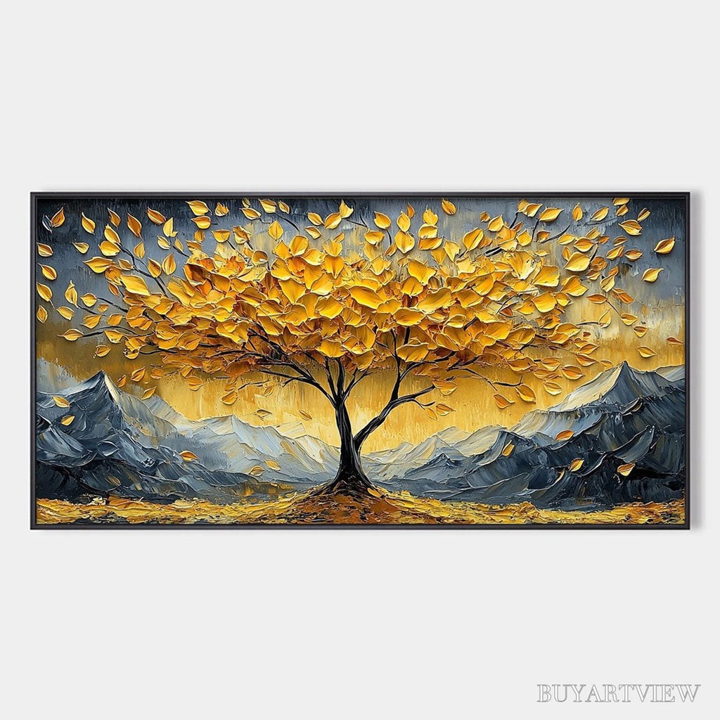 ARTOVITAS Golden Resilience – Textured Landscape Oil Painting - image 1